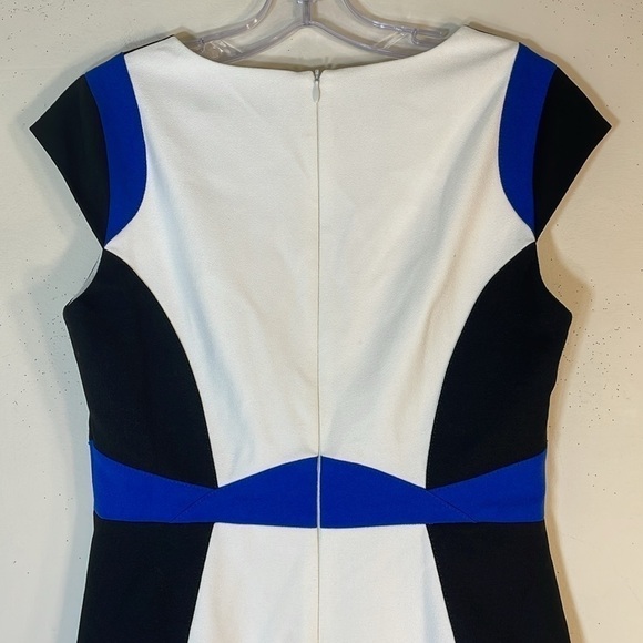 NWT. Karen Millen US 6 Color Block Patch Work Cap Sleeve Sheath Dress. - Picture 9 of 11